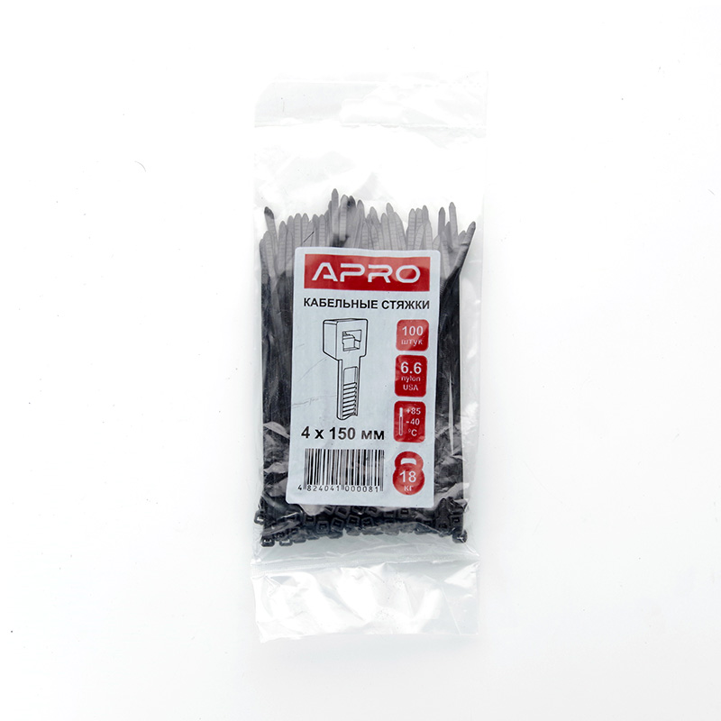 Хомут пластиковий 9x650 чорний (100 шт.) (універсальний) APRO - Зображення 6