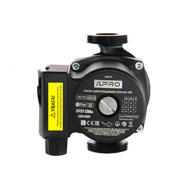 Насос циркуляционный CP25/40-130, 72Вт, 45л/мин, 130мм, Ø1 1/2'' + гайки 1'' APRO