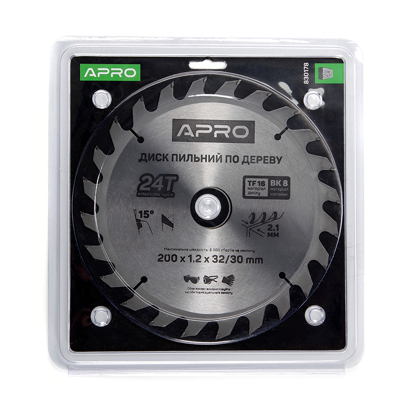 Диск пильный по дереву 200х32(30)х24Т APRO