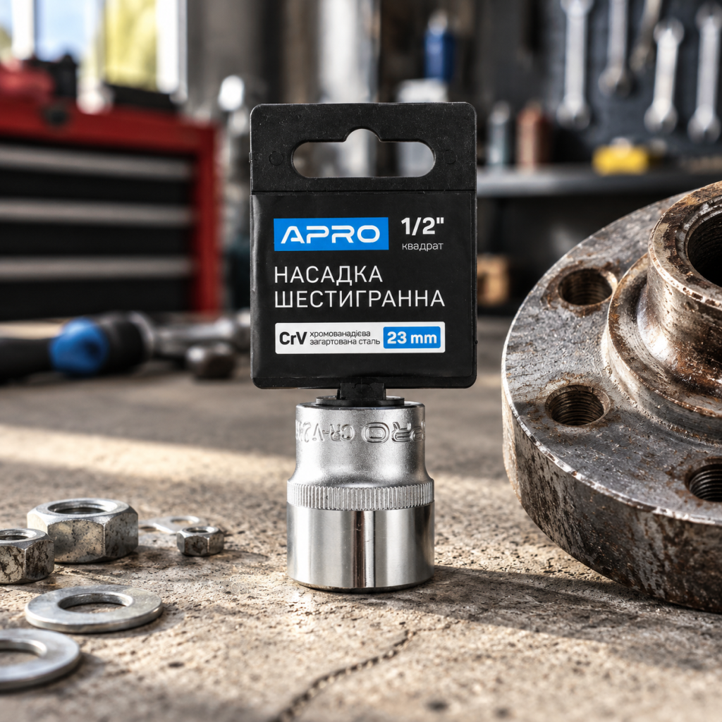 Торцева насадка APRO CrV 1/2 23 мм