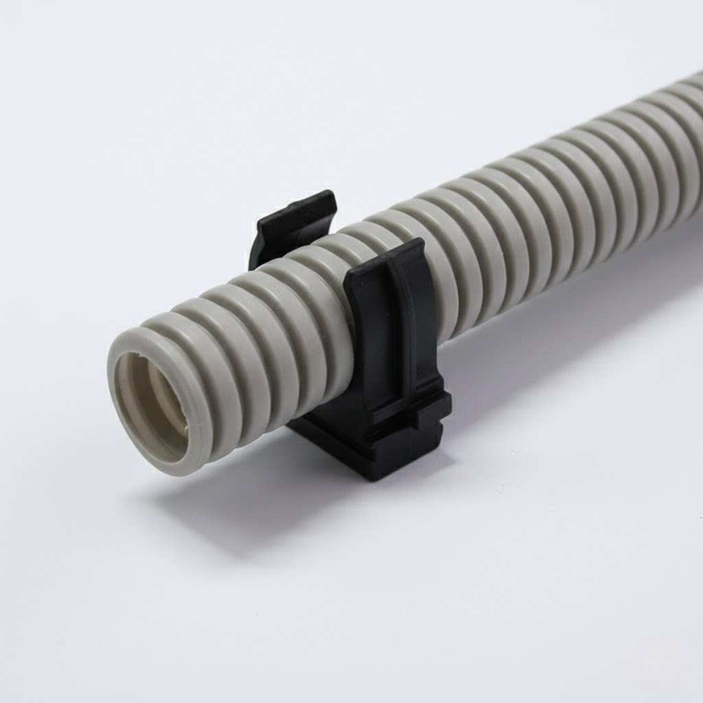 Кліпса APRO для гофри 25 мм чорна під час монтажу