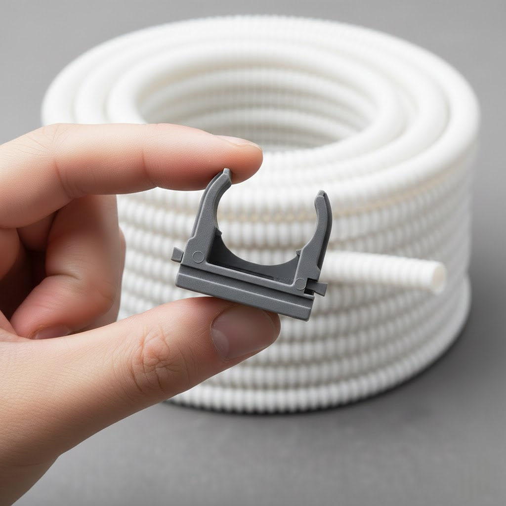 Кліпса для гофри 20 мм сіра APRO