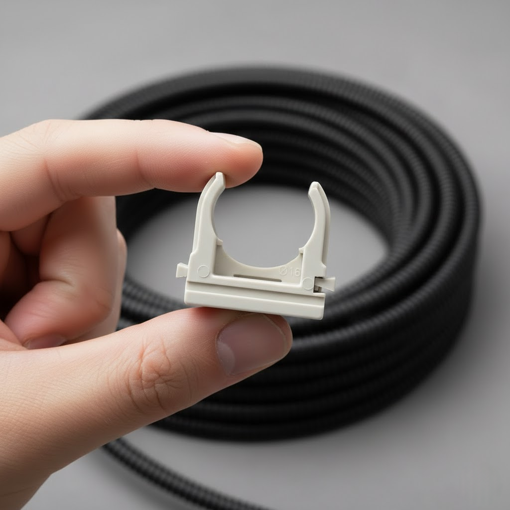 Кліпса для гофри 16 мм біла під монтажний пістолет APRO