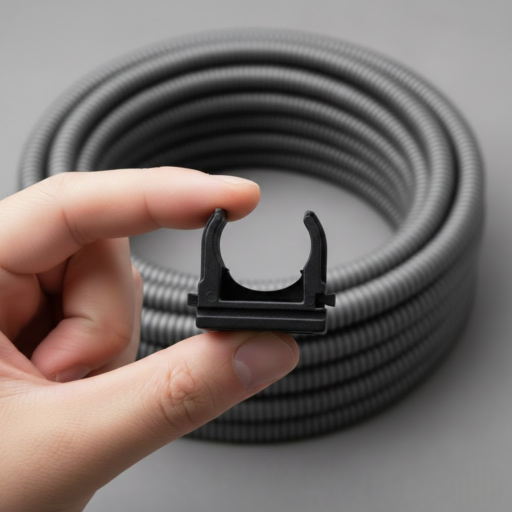 Кліпса для гофри 25 мм чорна APRO