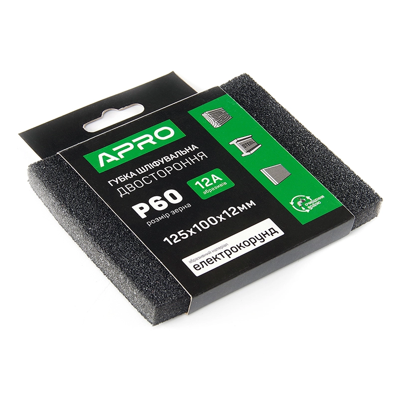 Губка шлифовальная двухсторонняя Р60 125х100х12мм APRO - Изображение 3