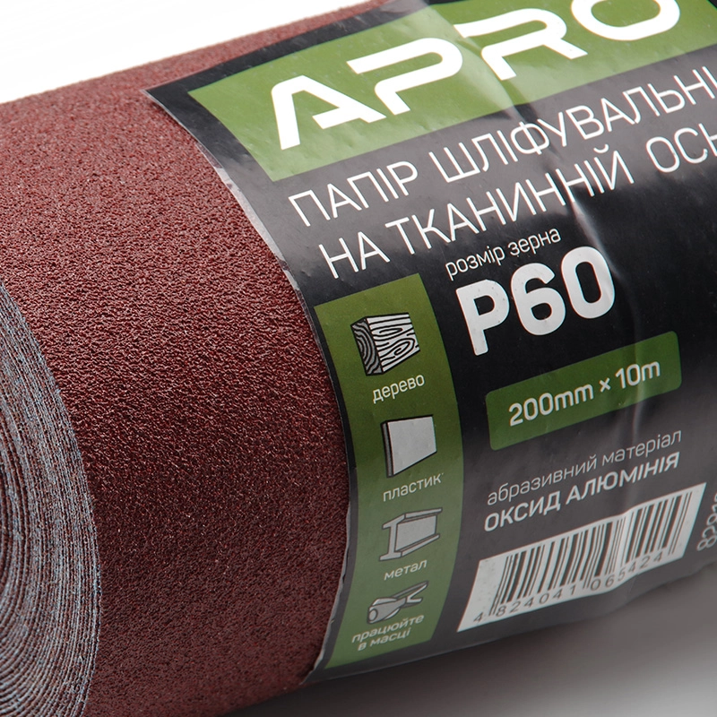 Папір шліфувальний P60 рулон 200мм*10м (тканинна основа) APRO - Зображення 3