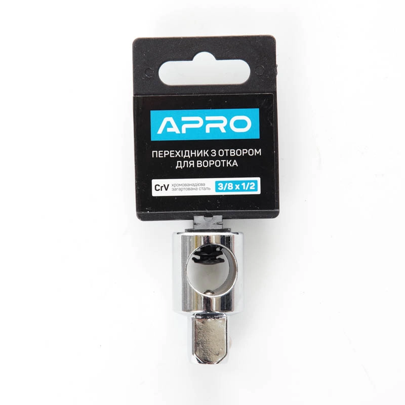 Переходник с отверстием для воротка CrV 3/8(М) x 1/2(П) APRO - Изображение 2