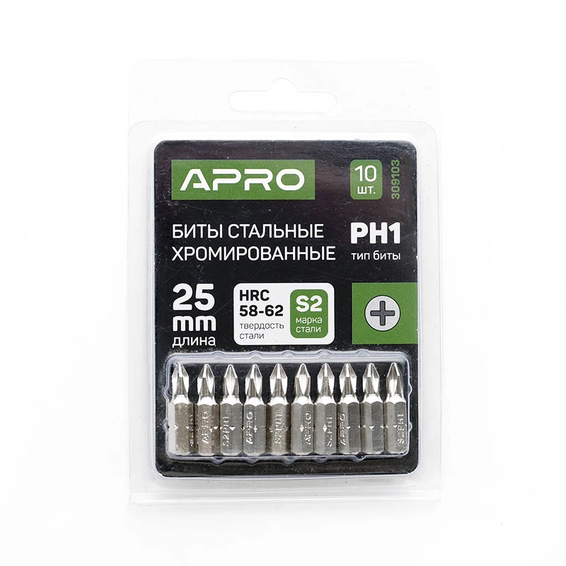 Біта РH1*25мм хром (10шт/уп) APRO