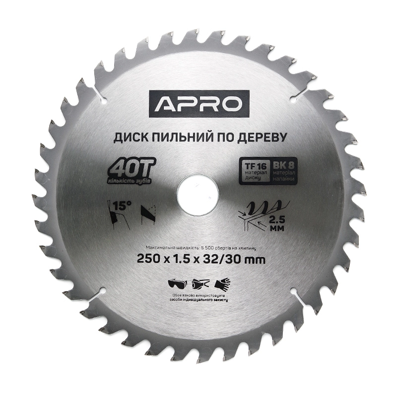 Диск пильний по дереву 250х32(30)х40Т APRO