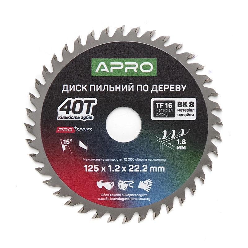 Диск пильний по дереву 125х22.2мм 40Т APRO PRO