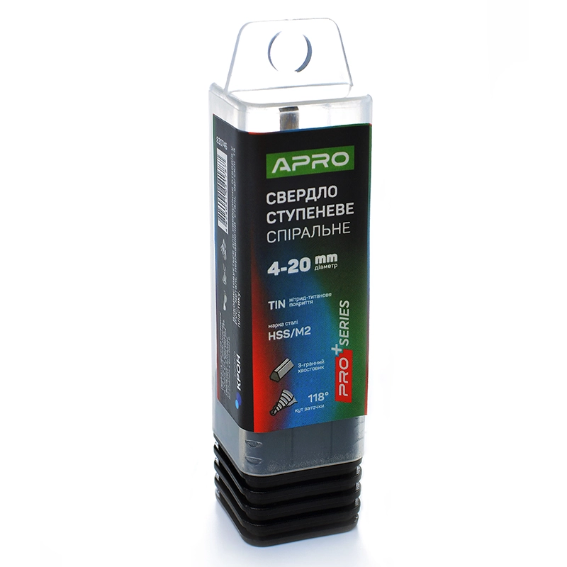 Свердло ступеневе спіральне Ø4-20мм (сталь 6542) APRO - Зображення 3