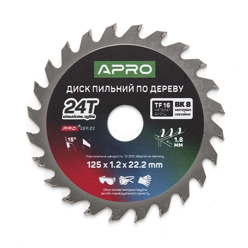 Диск пильний по дереву 125х22.2мм 24Т APRO PRO