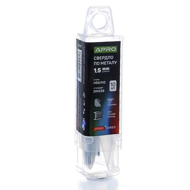 Свердло по металу HSS/M2 (6542) Ø1,5мм (тубус, кратно 10шт) PRO APRO - Зображення 2