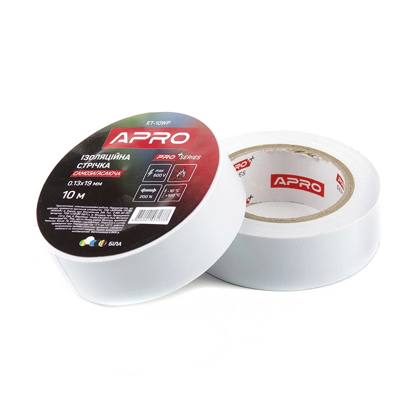Ізоляцiйна стрiчка біла мат. 0.13х19 мм 10 м (самозагасаюча) APRO PRO [1]