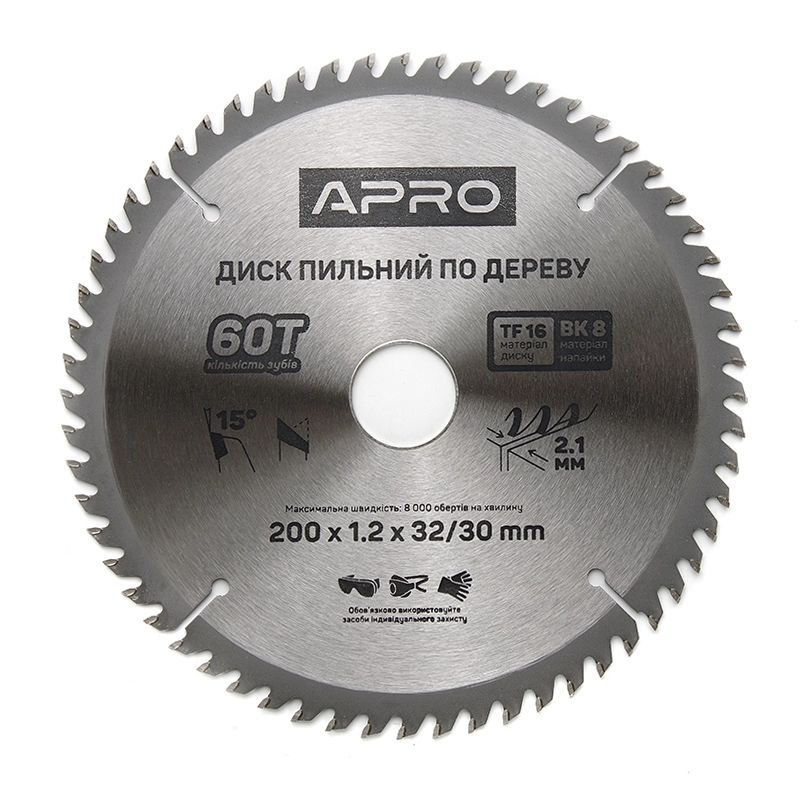 Диск пильний по дереву 200х32(30)х60Т APRO