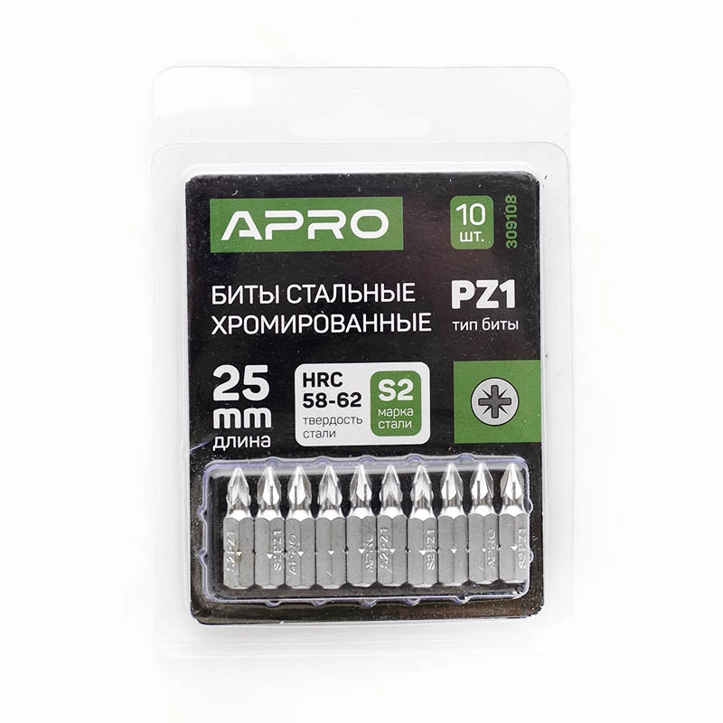 Бита РZ1*25мм хром (10шт/уп) APRO