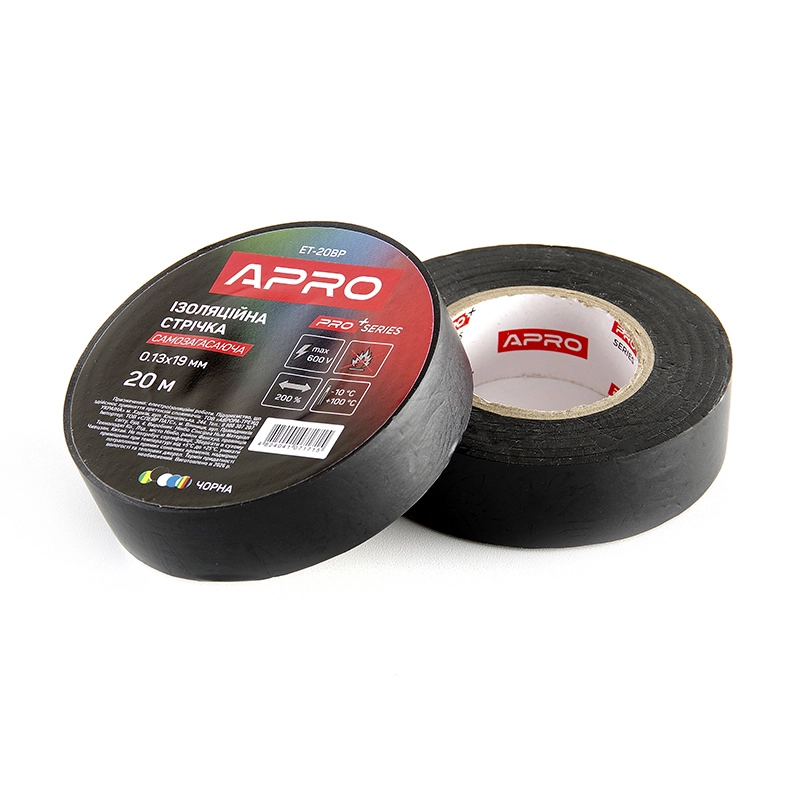 Ізоляцiйна стрiчка чорна мат. 0.13х19 мм 20 м (самозагасаюча) APRO PRO [1]