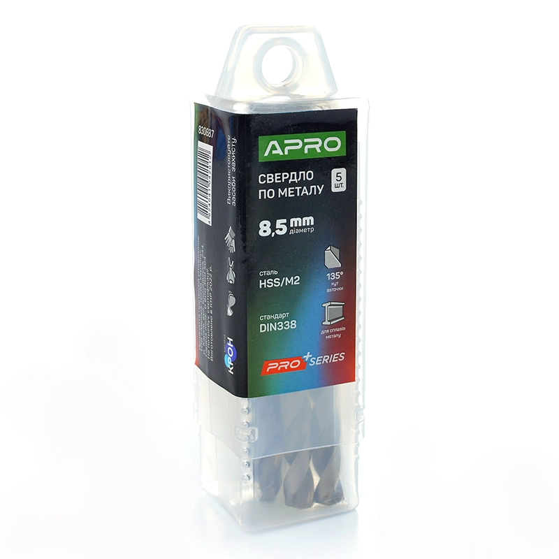 Сверло по металлу HSS/M2 (6542) Ø8,5мм (тубус, кратно 5шт) PRO APRO - Изображение 2