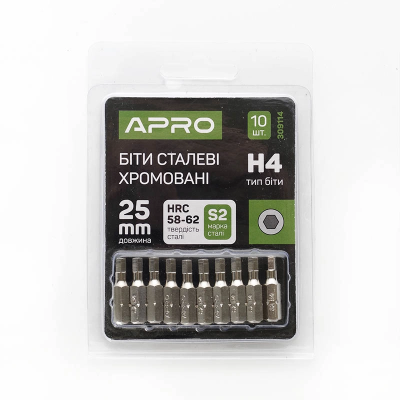 Біта Н4*25мм хром, 10шт/уп APRO