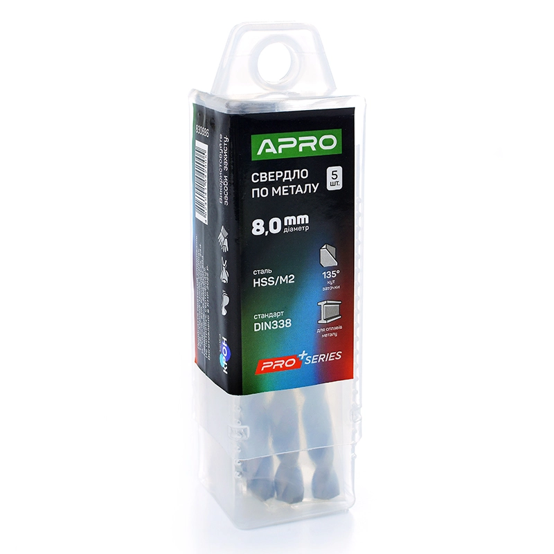 Сверло по металлу HSS/M2 (6542) Ø8,0мм (тубус, кратно 5шт) PRO APRO - Изображение 2