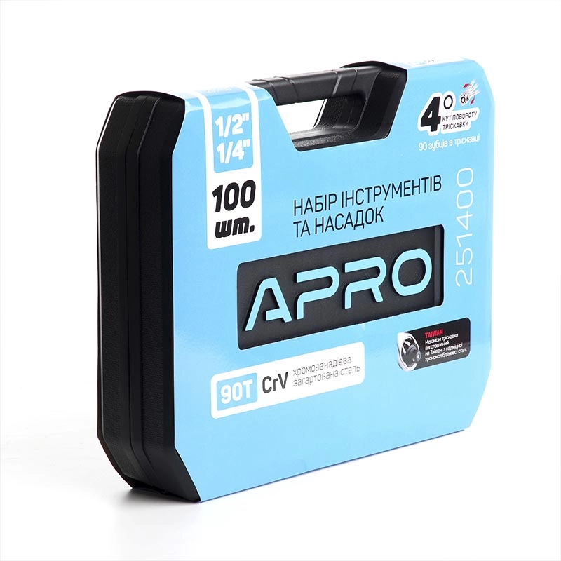 Набір насадок і інструментів CrV ¼, ½ ( 90Т) (100 шт) APRO - Зображення 7