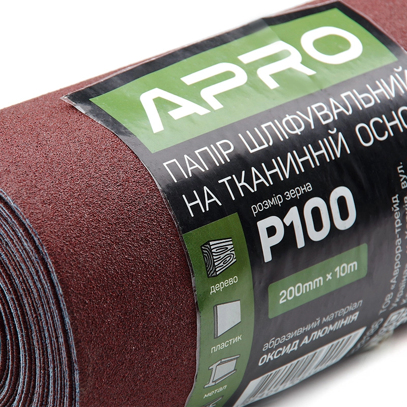 Бумага шлифовальная P100 рулон 200мм*10м (тканевая основа) APRO - Изображение 3