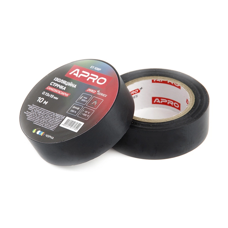 Ізоляцiйна стрiчка чорна мат. 0.13х19 мм 10 м (самозагасаюча) APRO PRO [1]