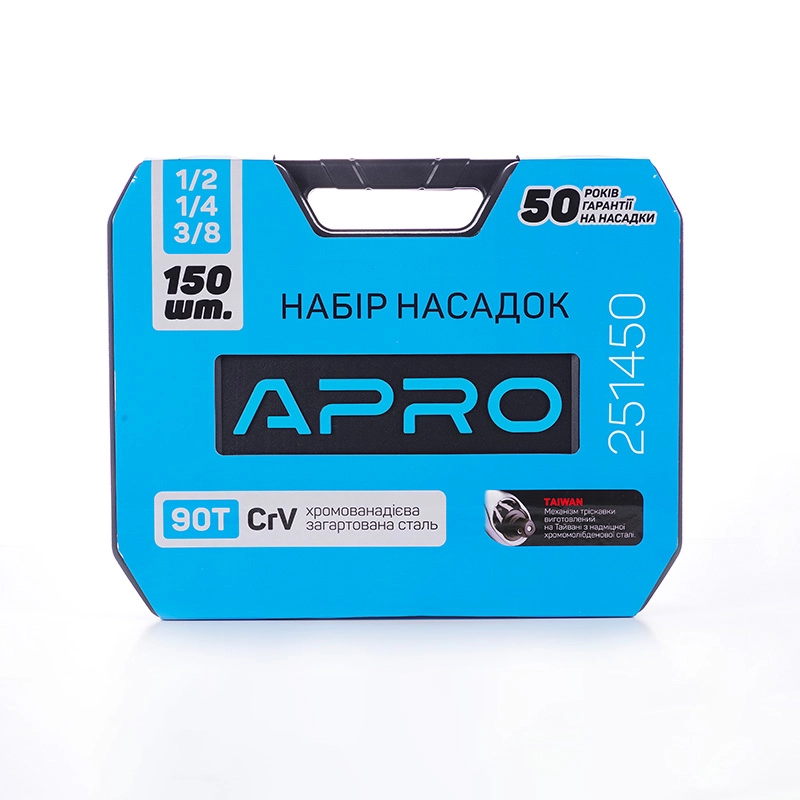 Набір насадок (інструментів) торцевих з тріскавкою CrV 1/4, 3/8, 1/2 (90т) (150шт) APRO - Зображення 4