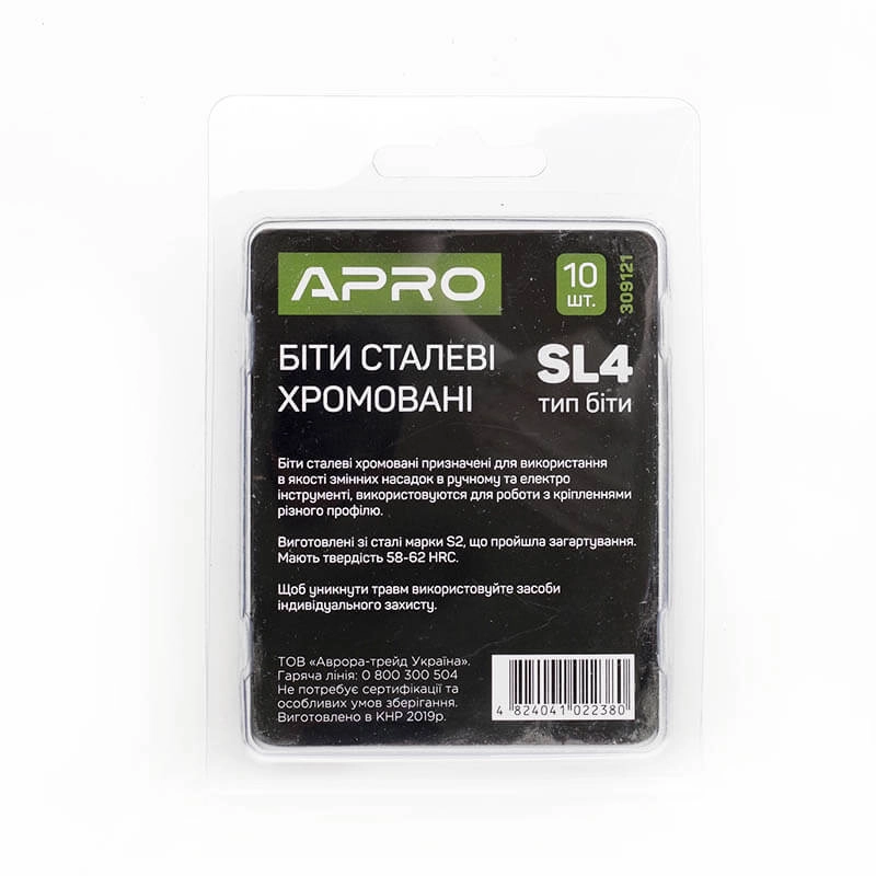 Біта SL4*25мм хром, 10шт/уп APRO - Зображення 6