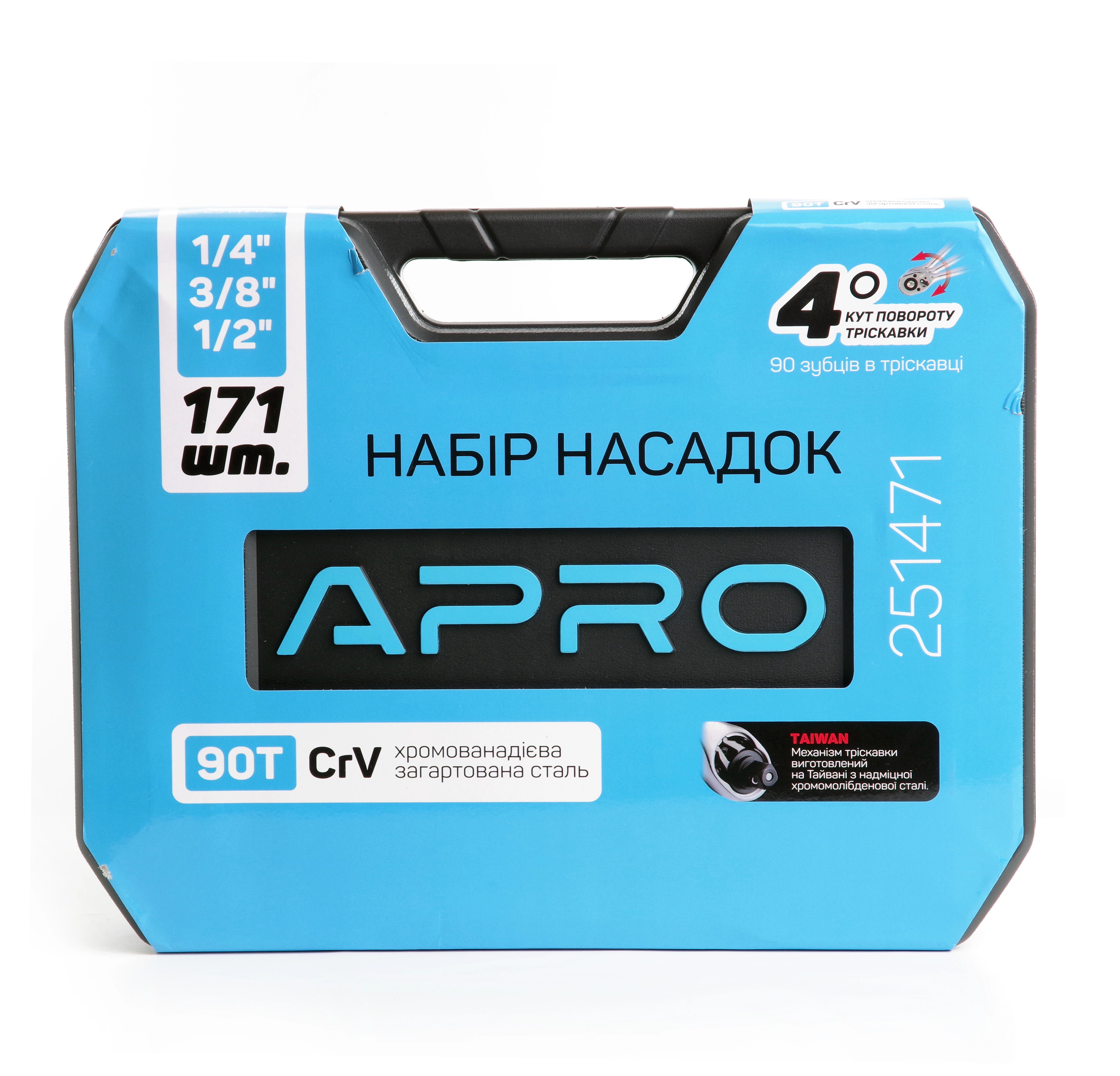 Набір насадок CrV ¼, ⅜, ½ ( 90Т) (171 шт) APRO - Зображення 4