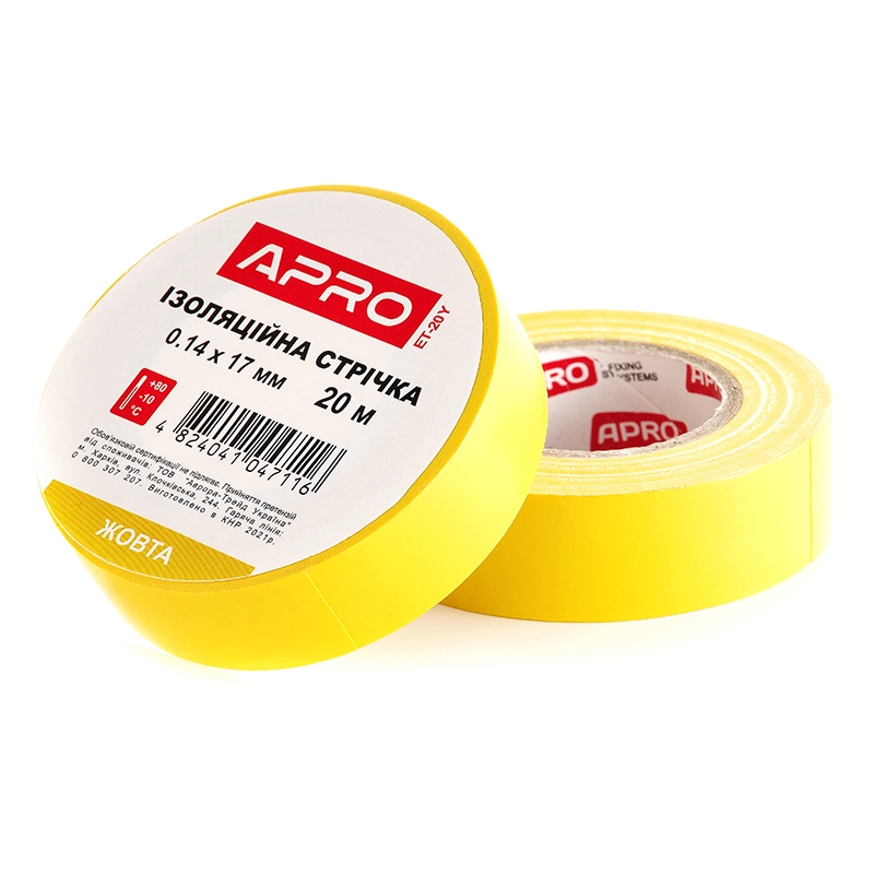 Ізоляцiйна стрiчка жовта 0.14х17мм 20м (пачка, кратно 10шт) APRO