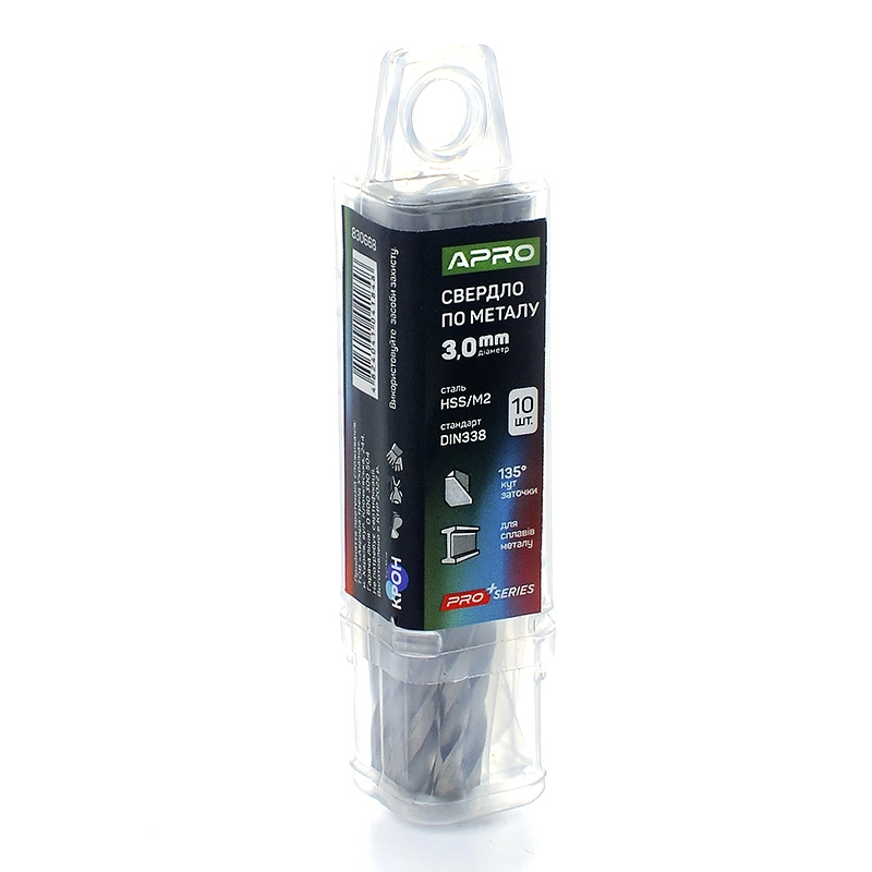 Свердло по металу HSS/M2 (6542) Ø3,0мм (тубус, кратно 10шт) PRO APRO - Зображення 3