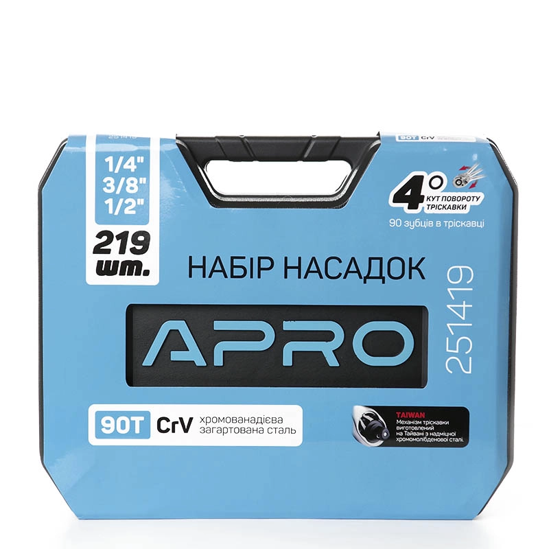 Набір насадок CrV ¼, ⅜, ½ (90Т) (219 шт) APRO - Зображення 5