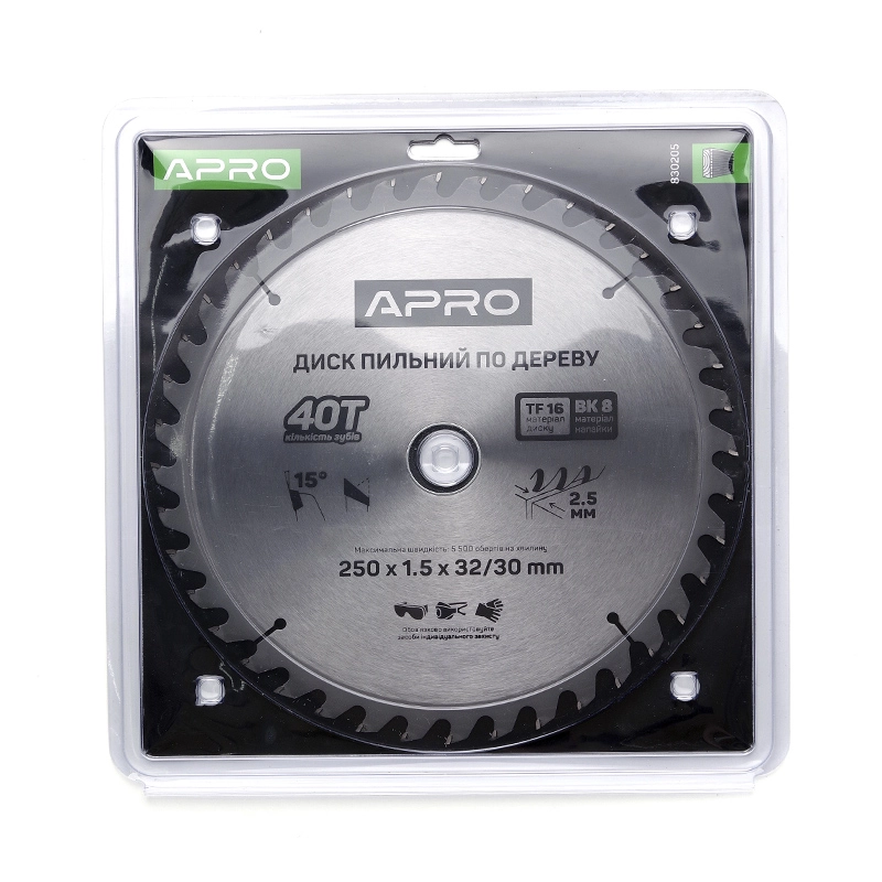 Диск пильний по дереву 250х32(30)х40Т APRO - Зображення 2