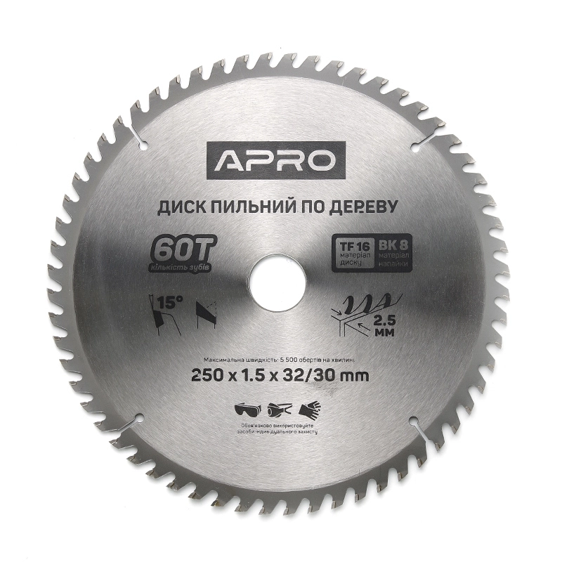 Диск пильний по дереву 250х32(30)х60Т APRO