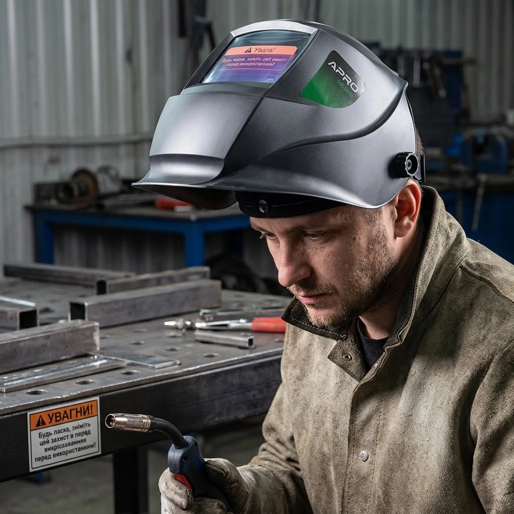 Автоматична зварювальна маска APRO MZ-5000 з 4 датчиками та затемненням DIN 5-9 9-13
