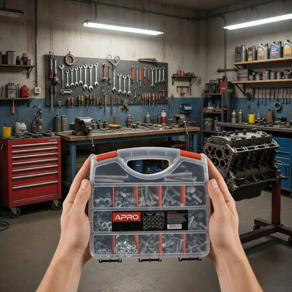 Набор болтов и гаек M6–M10 APRO в кейсе 12,5'' 320х260х60 мм