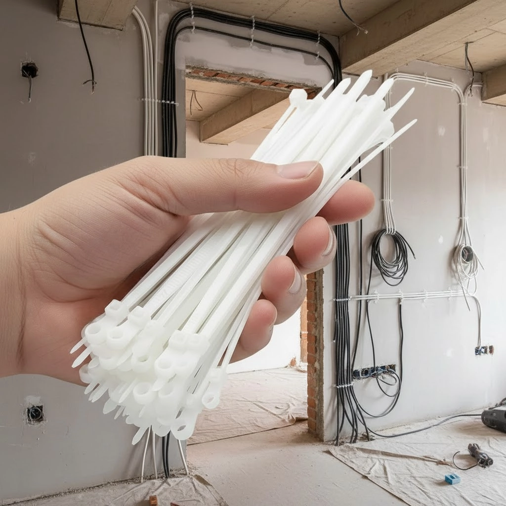 Стяжка кабельна з кріпленням 5x200 біла APRO