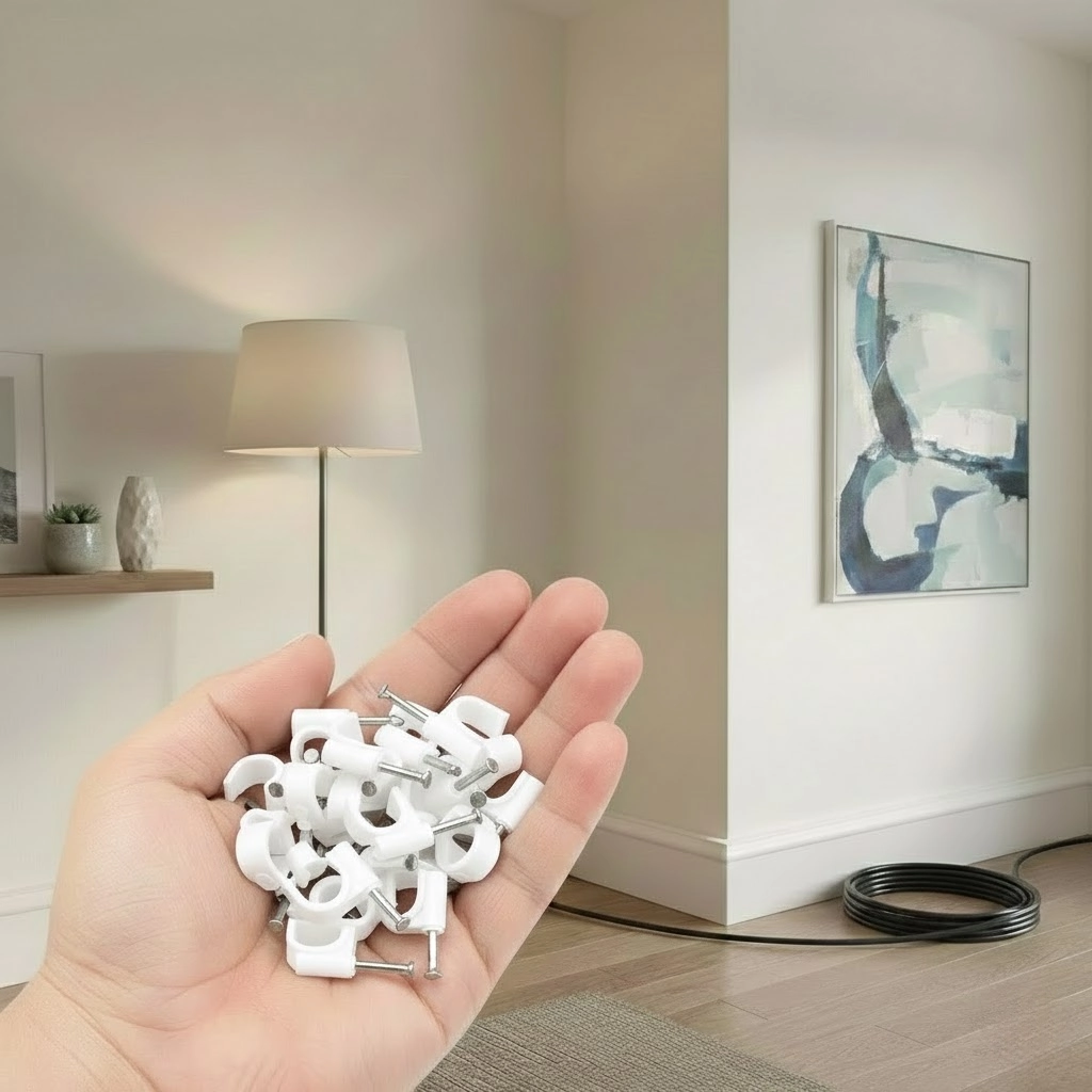 Кабельна кліпса кругла 10 мм біла APRO