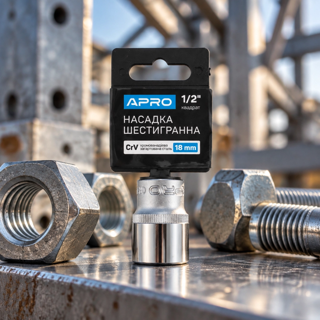 Шестигранная насадка APRO CrV 1/2 18 мм