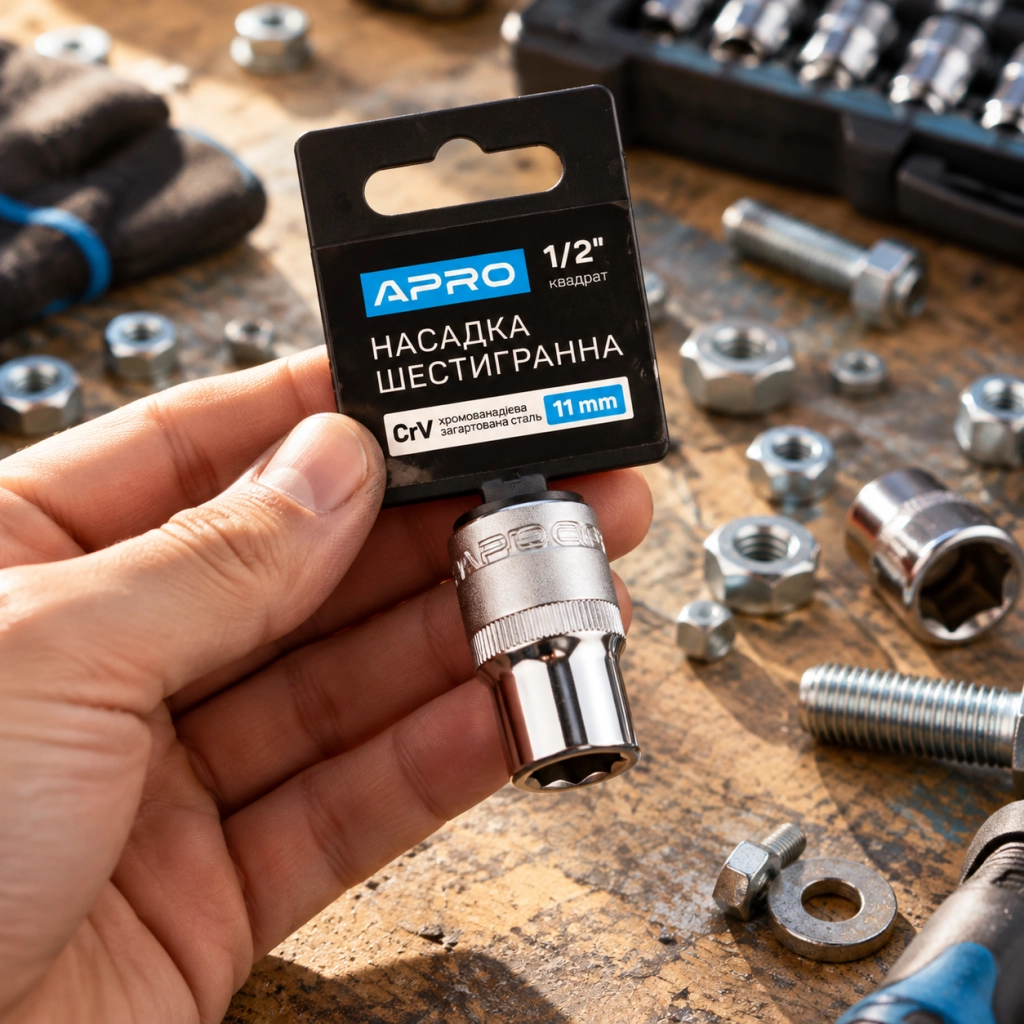 Насадка шестигранна CrV 1/2 11 мм APRO