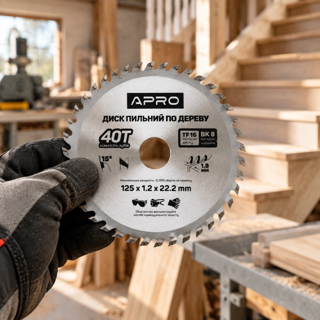 Диск пильный по дереву 125х22,2х40Т APRO
