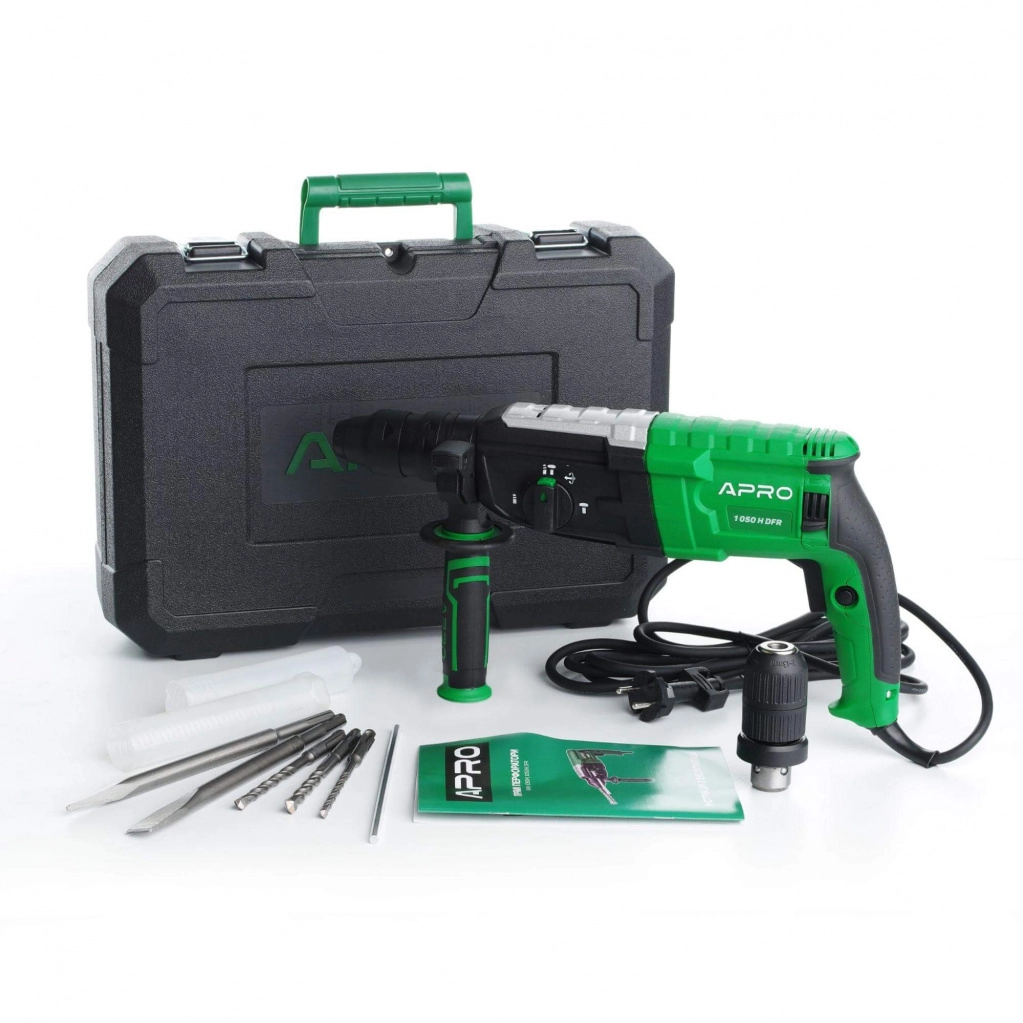 перфоратор прямий APRO 3,5 Дж, 1050В, SDS +, 1050H DFR, кейс