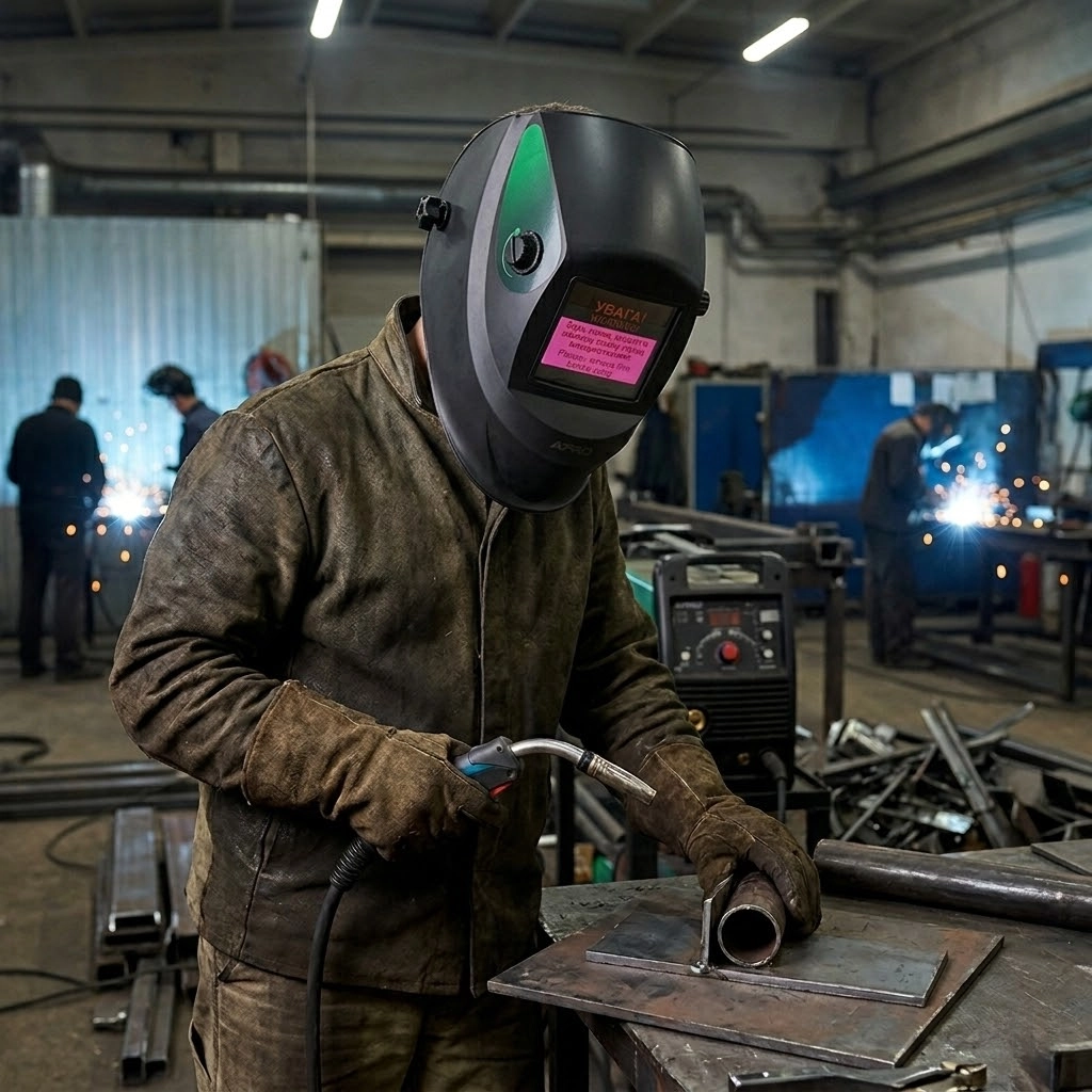 Автоматична зварювальна маска APRO MZI-3000 з затемненням DIN 9-13 та УФ ІЧ захистом 16 DIN
