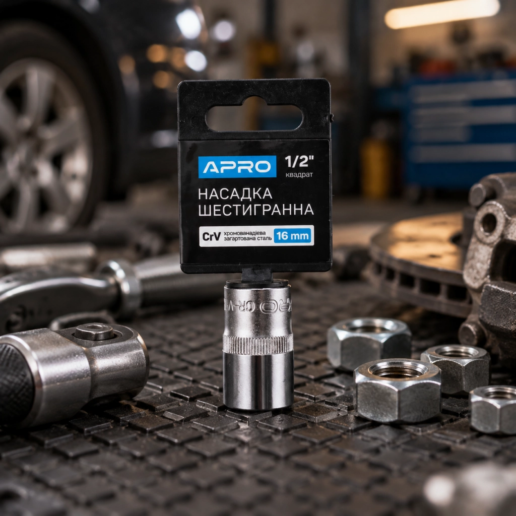 Торцева насадка APRO CrV 1/2 16 мм