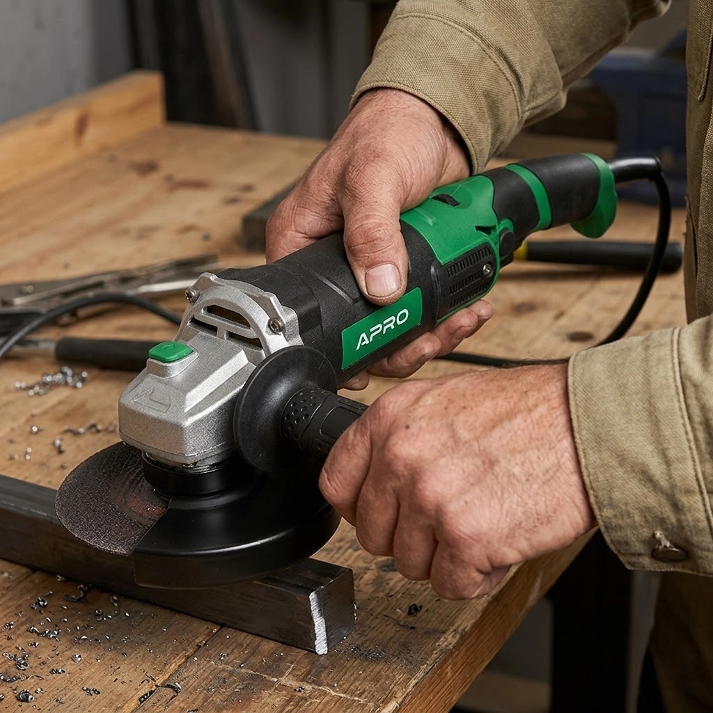Болгарка APRO AG-125/1200 V для диска 125 мм з регулюванням обертів і потужністю 1200 Вт