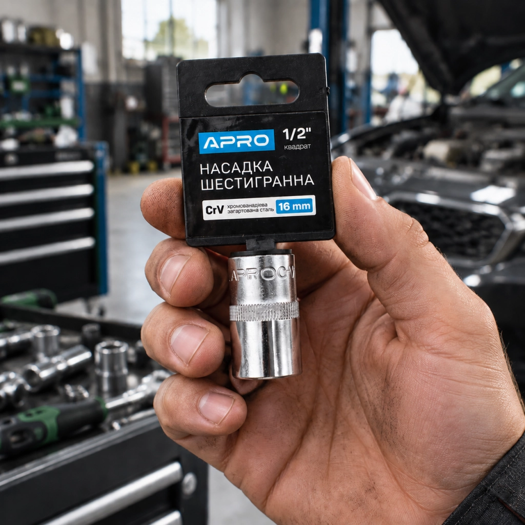Насадка шестигранна CrV 1/2 16 мм APRO