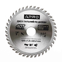 Диск пиловий до дерева 125х22,2х40Т APRO
