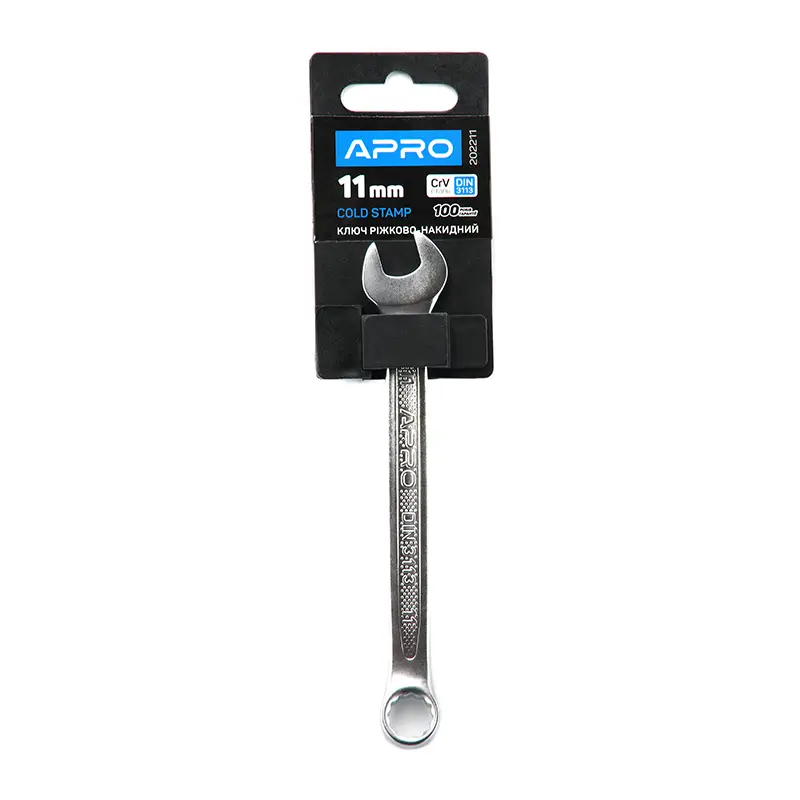 Ключ рожково-накидный CrV 11мм (холодный штамп DIN3113) APRO