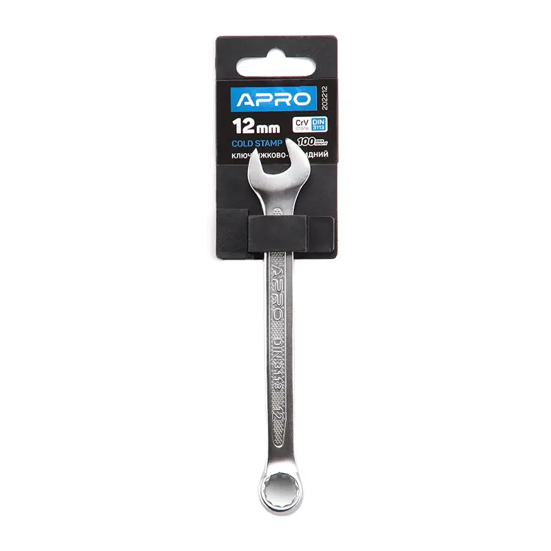 Ключ рожково-накидный CrV 12мм (холодный штамп DIN3113) APRO